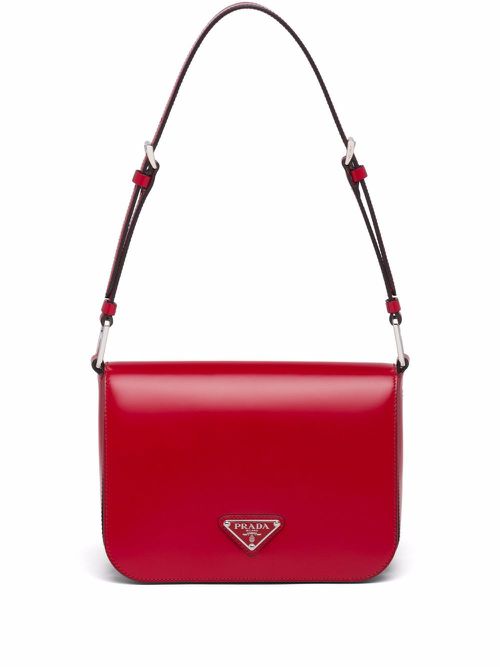 Brushed leather shoulder bag - Red