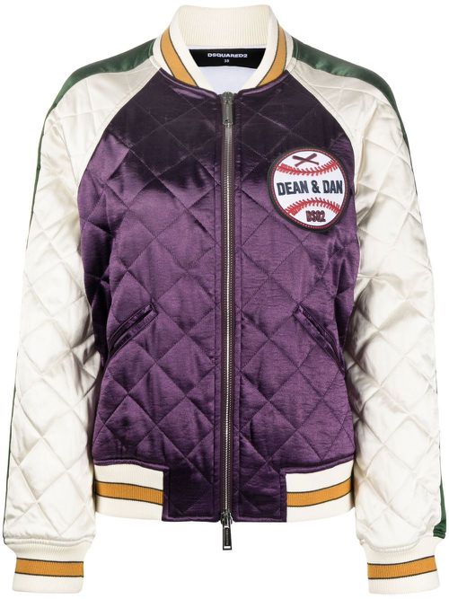 Diamond-quilted bomber jacket - Purple