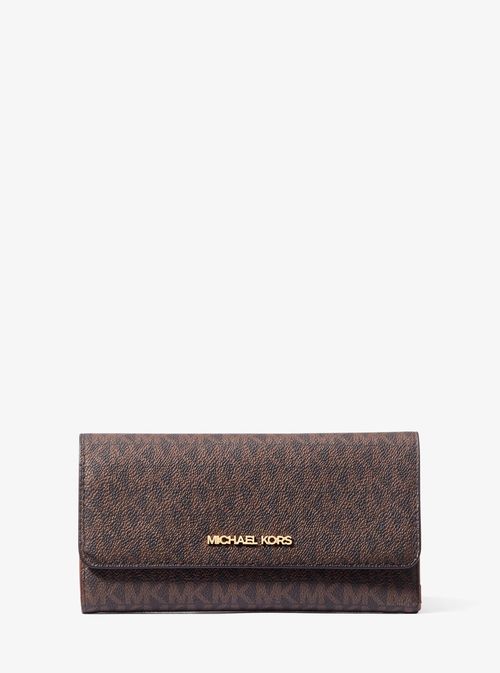 Jet Set Large Logo Trifold Wallet in Brown - One Size
