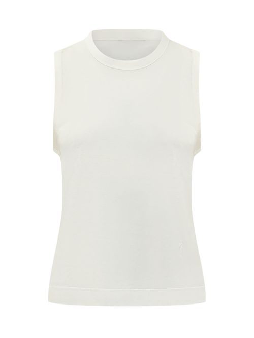 White Solid Crew Neck Top