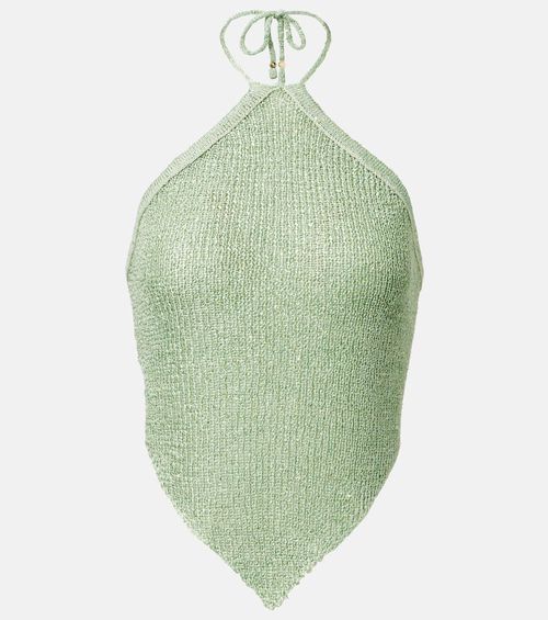 Liz sequined knitted halterneck top