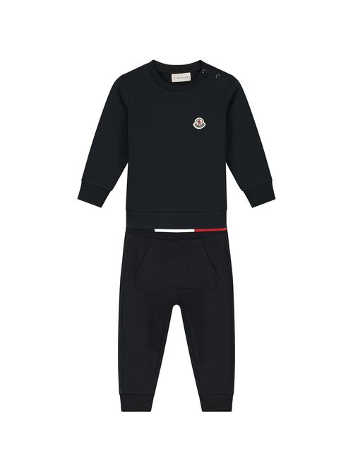 Kids Stretch Cotton Jersey Sweatshirt & Pants Set with Snap-Shoulder Closure and Tricolor Rib Hem