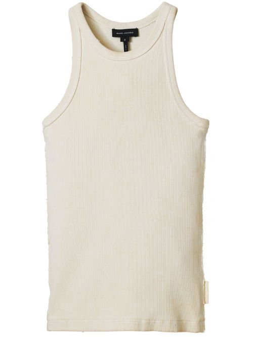 Logo-print ribbed tank top - Neutrals