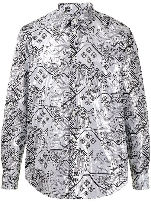 Perforated-detail cotton shirt - Silver