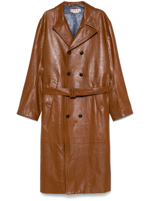 Shiny Leather coat - Brown