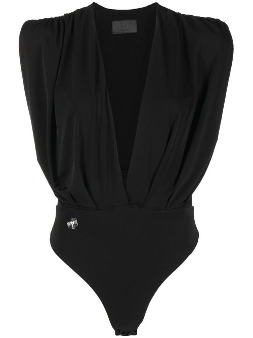 Plunging v-neck bodysuit - Black
