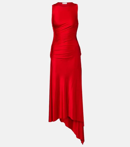 Twist ruched jersey midi dress