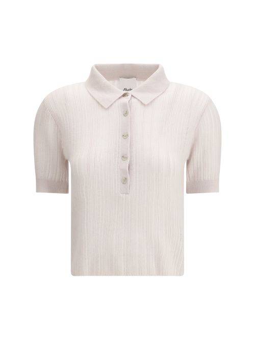 Rib-Knit Polo-Neck Sweater — Beige