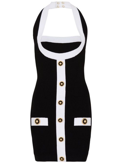Two-tone knitted mini dress - Black