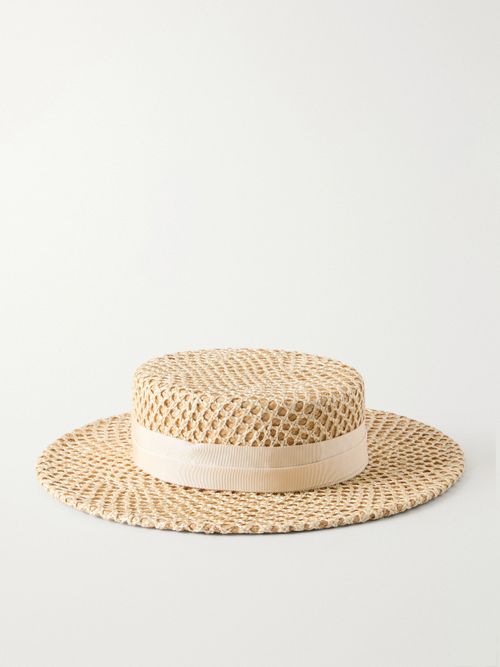 Marion Grosgrain-trimmed Raffia Sunhat - Neutral