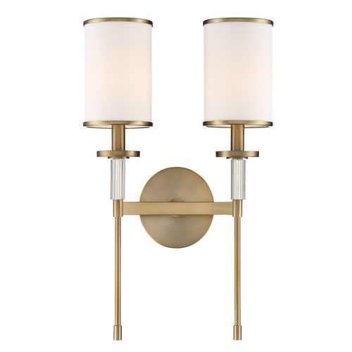 Crystorama Hatfield 2-Light 19" Wall Sconce in Vibrant Gold with Crystal Accents Crysta