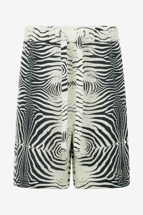 Linen Bermuda Shorts With Mini Zebra Print