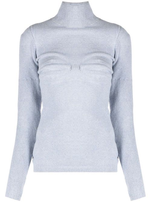 High-neck ribbed-knit jumper - Blue