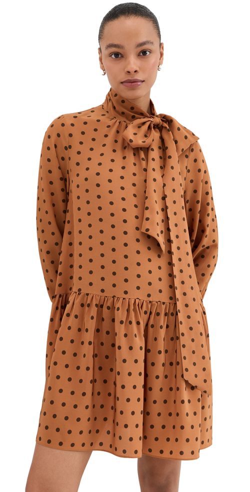 Johanna Silk Dress Polka Dot Orange Brown