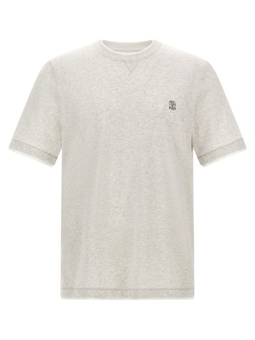 Logo-Embroidered Cotton T-Shirt — Gray