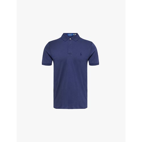 Mens Refined Navy Logo-embroidered Short-sleeve Cotton-jersey Polo Shirt 