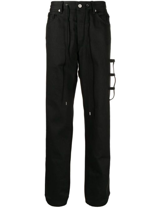 Straight-leg drawstring trousers - Black