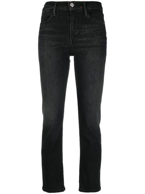 Cropped straight-leg jeans - Black