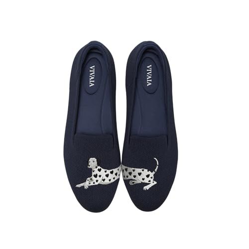 VIVAIA Audrey Embroidered Loafers Round-Toe Smart Casual Comfortable Slip On
