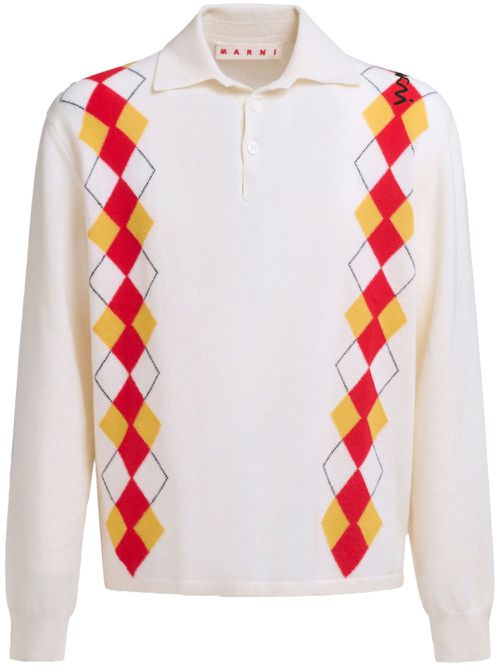 Argyle polo shirt - White