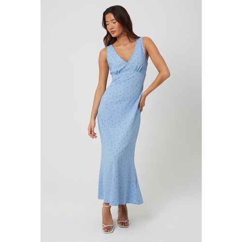Brave Soul Womens Blue Strappy V-Neck Floral Midi Dress - X-Large