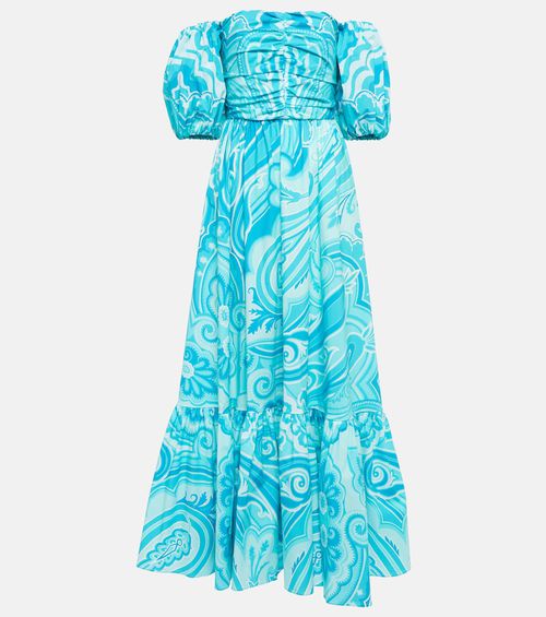 Paisley cotton-blend midi dress