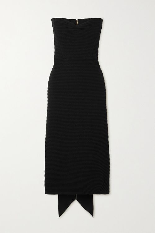 Supertech-superchic Strapless Bow-detailed Stretch-cloqué Dress - Black