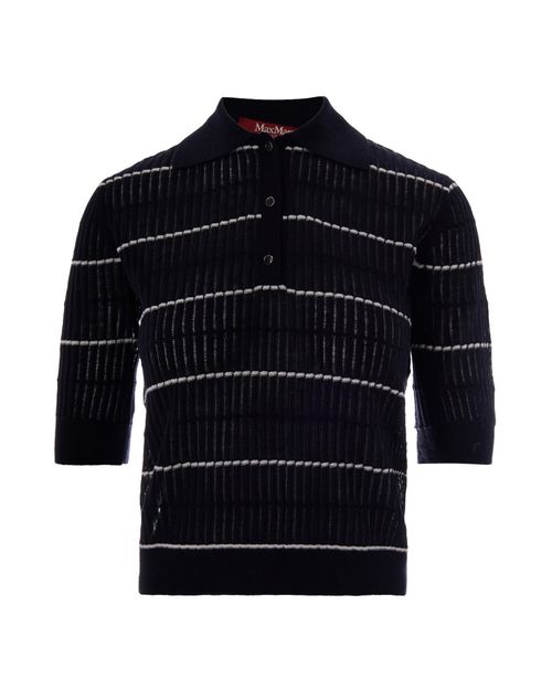 Black Stripes Shirt Collar Sweater