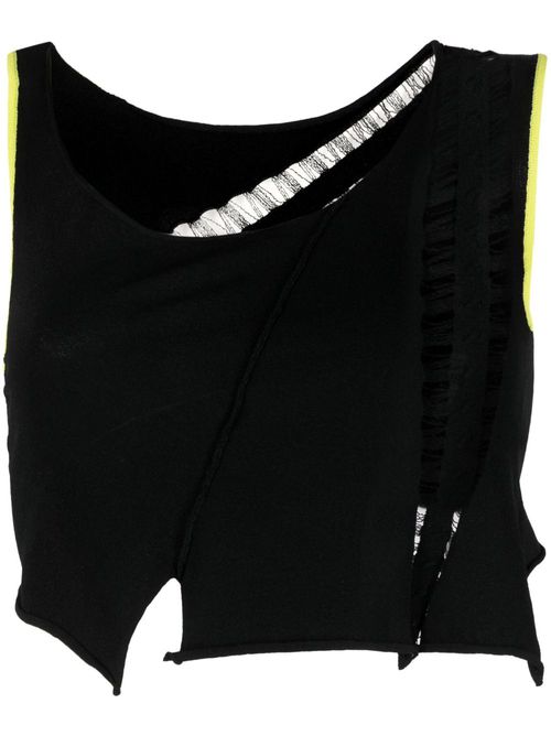 Float asymmetric cropped top - Black