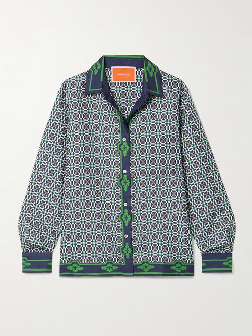 Icon Boy Printed Silk-twill Shirt - Blue