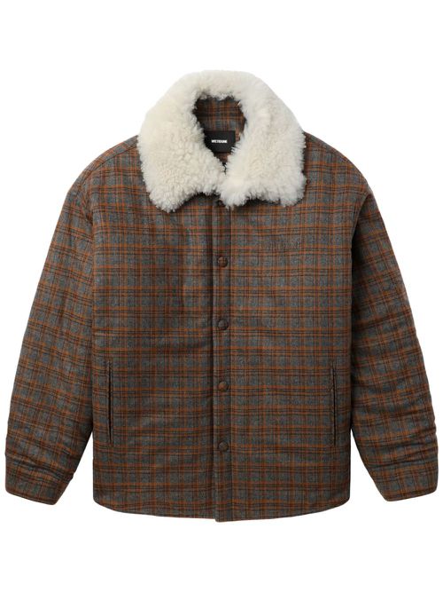 Check-print jacket - Brown