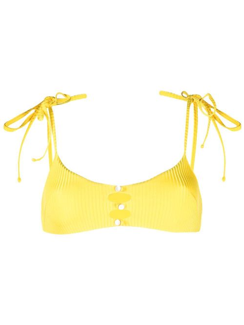 Ribbed side-tie bikini bottoms - Yellow