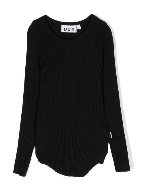 Ribbed-knit organic-cotton jumper - Black