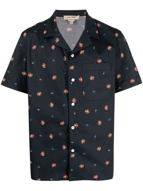 Graphic print cotton shirt - Blue