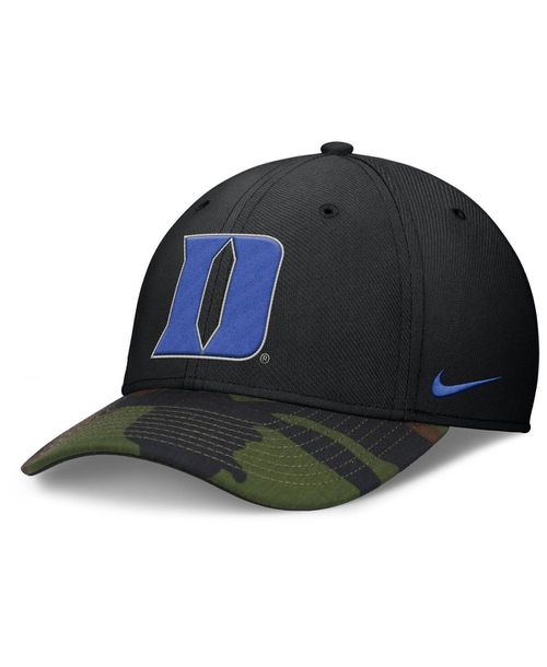 Men's Black/Camo Duke Blue Devils 2024 Military Appreciation Rise Swoosh Performance Flex Hat - Black, Camo