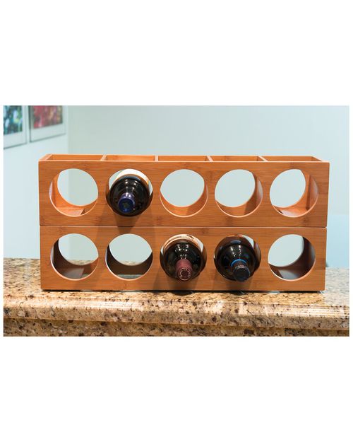 International Bamboo Stacking Wine Rack, 5 Bottle