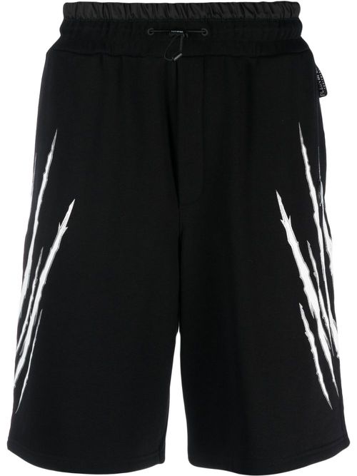Scratch-print jogging shorts - Black