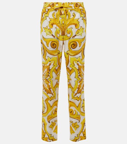 Majolica high-rise cotton straight pants