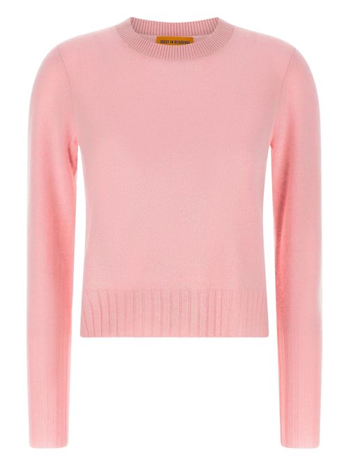 Ribbed-Hem Cashmere Crewneck Sweater, Long Sleeve, Size S