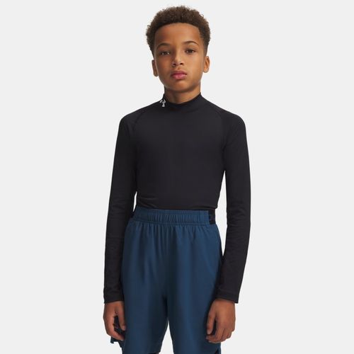 HeatGear Boys' Mock Long Sleeve Black / White YLG