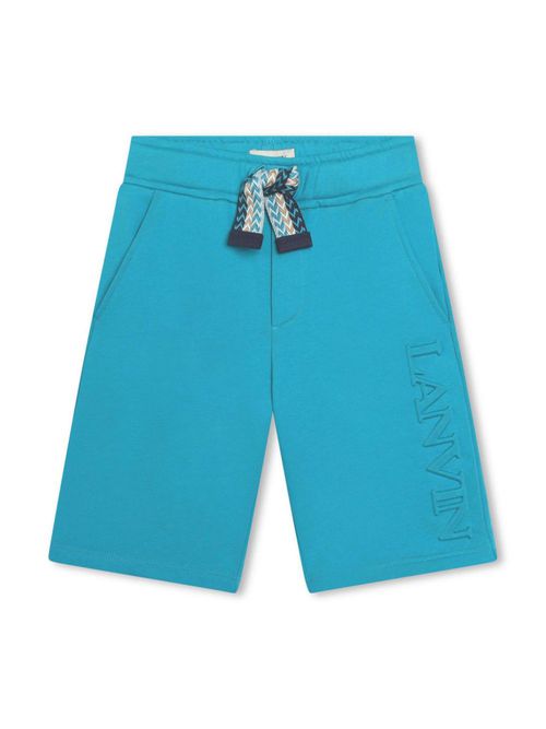 Logo-embossed cotton shorts - Blue