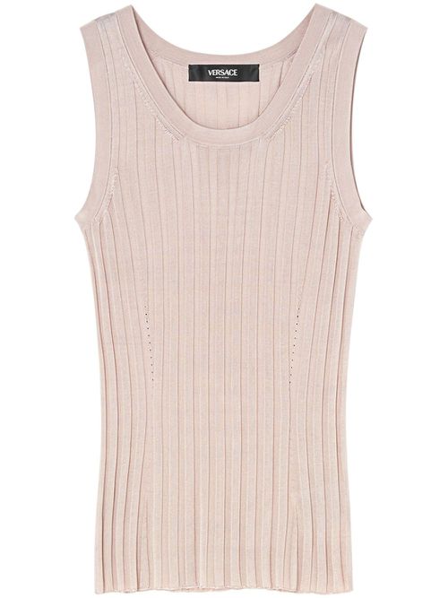 Medusa-plaque ribbed tank top - Neutrals