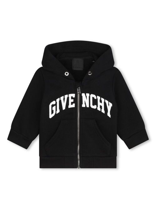 Logo-print zip-up hoodie - Black