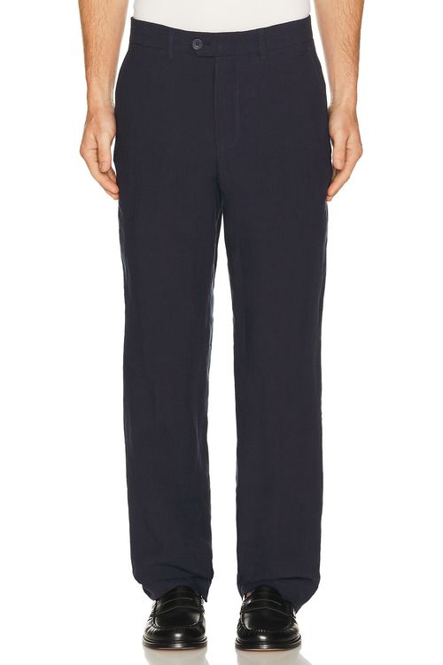 Percival Tailored Linen Trousers in Navy - Navy. 36 also