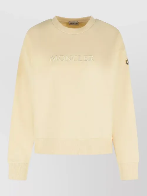 Moncler - cotton crew neck sweatshirt long sleeves ribbed