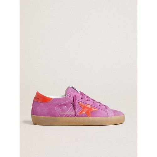 Golden Goose - Women's Super-star In Fuchsia Suede With Fluorescent Orange Laminated Leather Star And Heel Tab, Woman