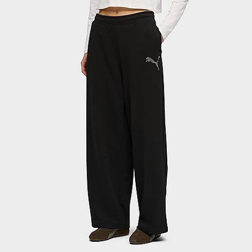 Women's Essentials Graphics Bedazzled Slouchy Pants in Black