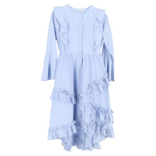 Faulkner Ruffled Floral-Print Dress In Light Blue Cotton