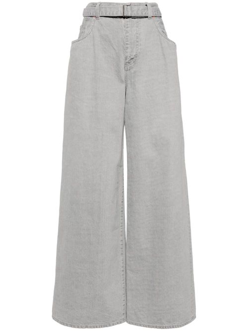 Wide-leg belted jeans - Grey