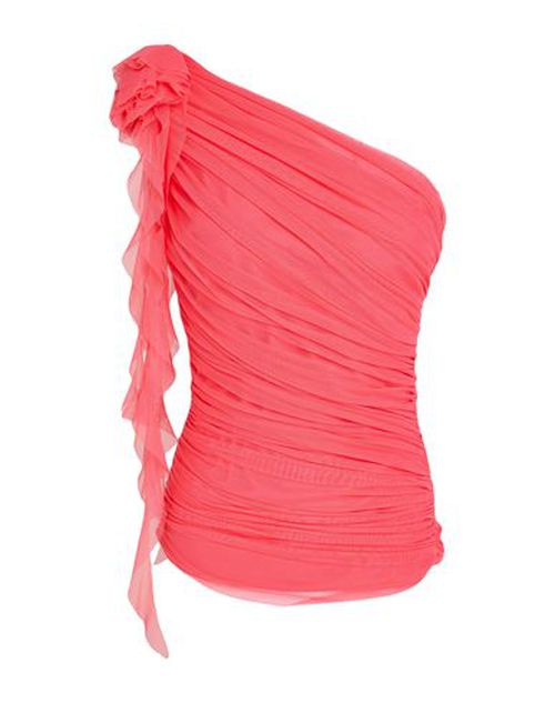 Woman Top Coral Size 10 Polyamide, Elastane